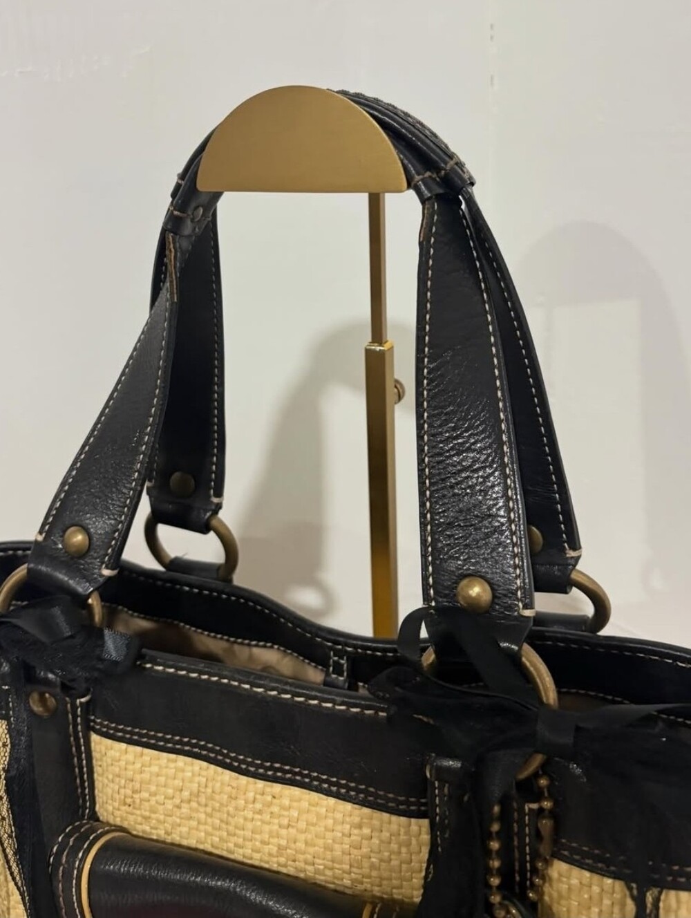 Vintage Coach Legacy Straw and Leather Tote 2005 EUC - Picture 2 of 16